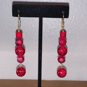 Red Glass Bead Earrings
